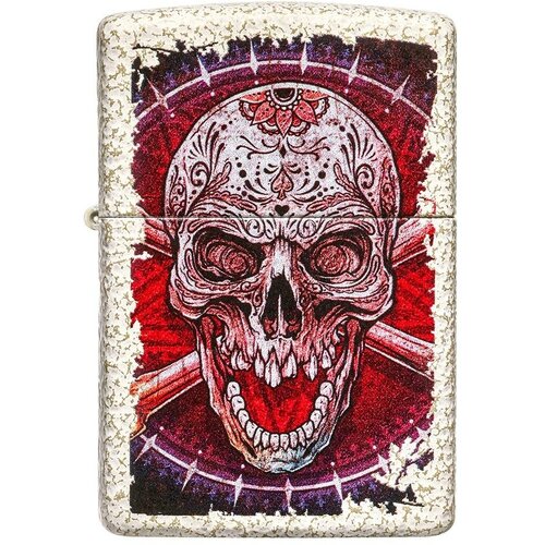 Бензиновая зажигалка ZIPPO Classic 49410 Skull Design с покрытием Mercury Glass - Череп фото