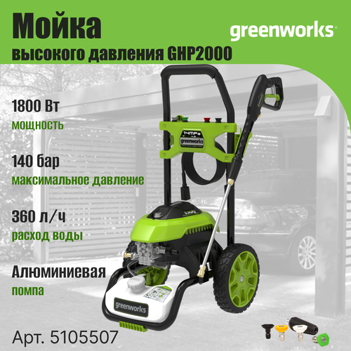 GreenWorks GHP2000 140 bar Мойка высокого давления электрическая (5105507) фото