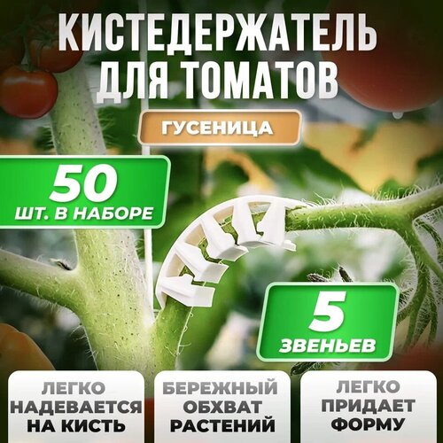 Кистедержатель для томатов улитка 50 штук / Клипсы для опоры и поддержки кистей / Держатель для растений Россия фото