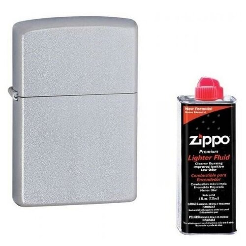 Набор Зажигалка ZIPPO Classic Satin Chrome+Топливо ZIPPO 125 мл фото