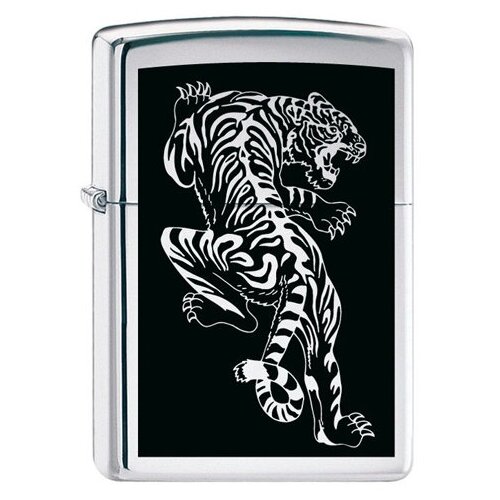 Оригинальная бензиновая зажигалка ZIPPO 207 Tigre с покрытием Brushed Chrome - Тигр фото