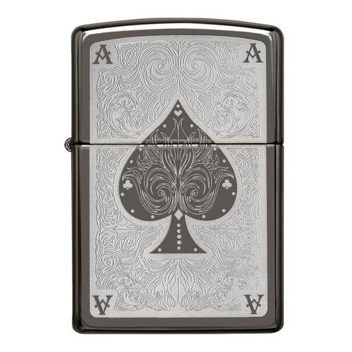 Оригинальная бензиновая зажигалка ZIPPO 28323 Ace с покрытием Black Ice - Туз фото