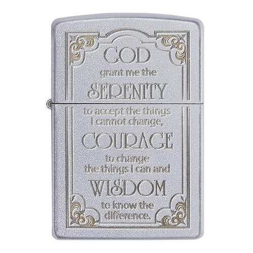 Оригинальная бензиновая зажигалка ZIPPO 28458 Serenity Prayer с покрытием Satin Chrome - Молитва о терпении фото