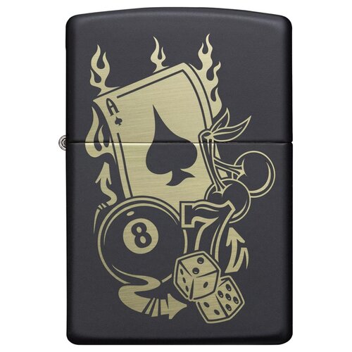 Оригинальная бензиновая зажигалка ZIPPO 49257 Gambling Design с покрытием Black Matte - Азартные Игры фото