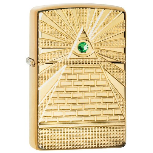 Оригинальная бензиновая зажигалка ZIPPO Armor™ 49060 Eye of Providence Design с покрытием High Polish Brass - Всевидящее око фото