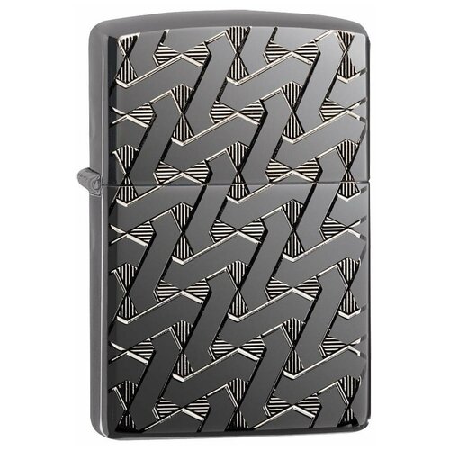 Оригинальная бензиновая зажигалка ZIPPO Armor™ 49173 Geometric Weave Design с покрытием High Polish Black Ice® - Геометрическое плетение фото