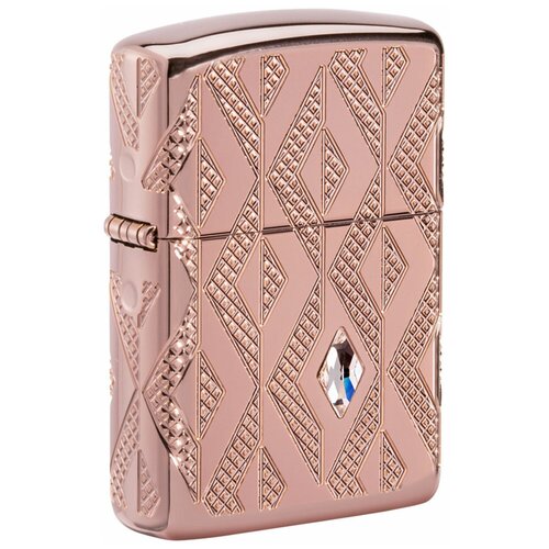 Оригинальная бензиновая зажигалка ZIPPO Armor™ 49702 Geometric Diamond Pattern Design с покрытием High Polish Rose Gold фото