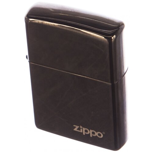 Оригинальная бензиновая зажигалка ZIPPO Classic 24756ZL ZIPPO Logo с покрытием Ebony™ фото