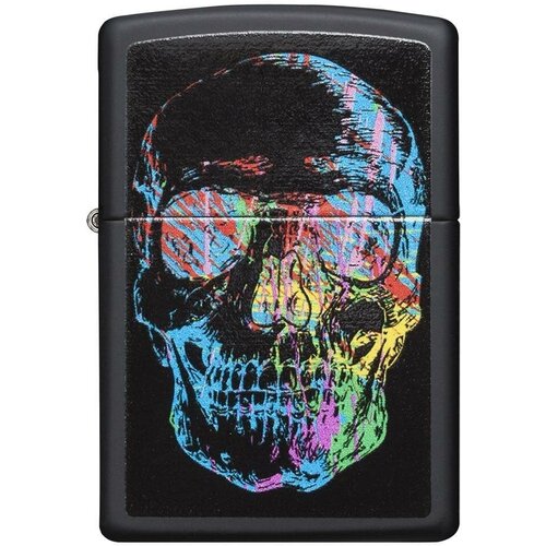 Оригинальная бензиновая зажигалка ZIPPO Classic 28042 Skull Design с покрытием Black Matte - Разноцветный череп фото