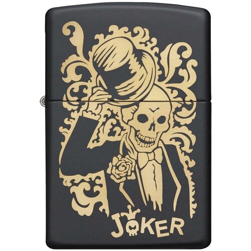 Оригинальная бензиновая зажигалка ZIPPO Classic 29632 Skull Design с покрытием Black Matte - Джокер фото