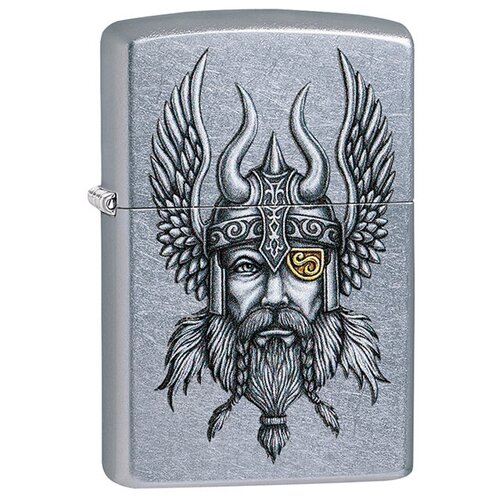 Оригинальная бензиновая зажигалка ZIPPO Classic 29871 Viking Warrior Design с покрытием Street Chrome™ - Викинг фото