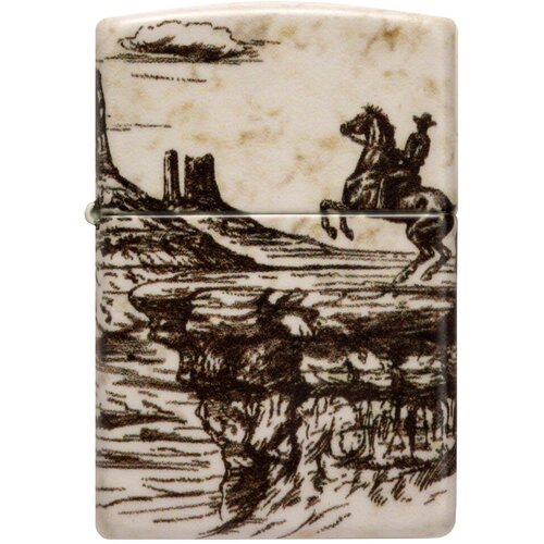 Оригинальная бензиновая зажигалка ZIPPO Classic 48518 Western Design с покрытием 540 Matte - Дикий Запад фото