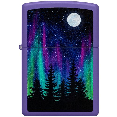 Оригинальная бензиновая зажигалка ZIPPO Classic 48565 Night In The Forest с покрытием Purple Matte - Северное сияние фото