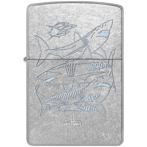 Оригинальная бензиновая зажигалка ZIPPO Classic 48595 Guy Harvey с покрытием Street Chrome - Гай Харви фото