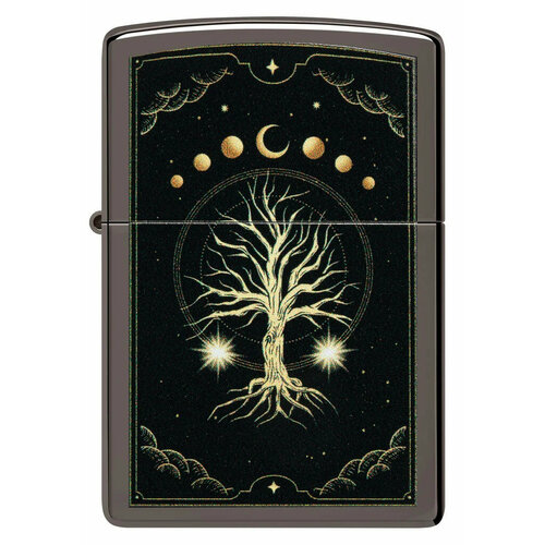 Оригинальная бензиновая зажигалка ZIPPO Classic 48636 Mystic Nature Design с покрытием Black Ice - Мистическая природа фото