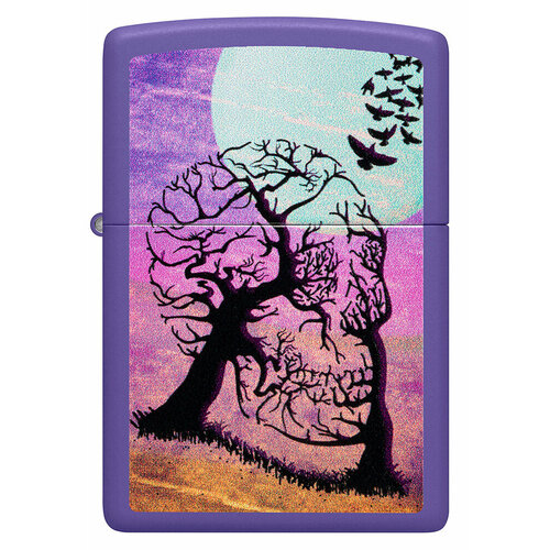 Оригинальная бензиновая зажигалка ZIPPO Classic 48638 Skull Tree с покрытием Purple Matte - Дерево черепов фото