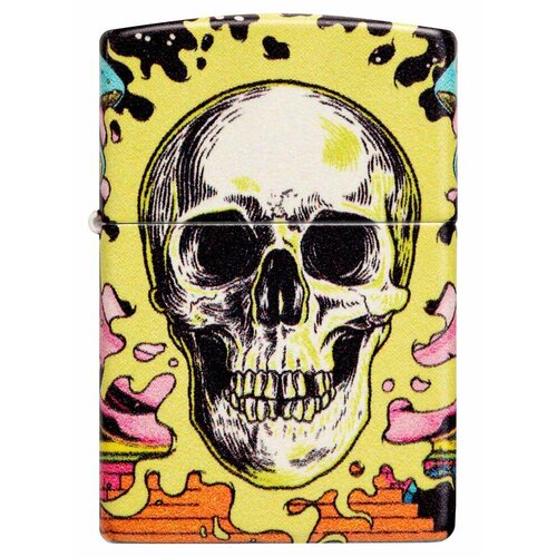 Оригинальная бензиновая зажигалка ZIPPO Classic 48640 Skull Design с покрытием Glow In The Dark Green - Череп фото