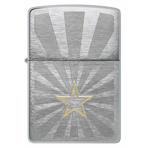 Оригинальная бензиновая зажигалка ZIPPO Classic 48657 Star Design с покрытием Brushed Chrome - Звезда фото