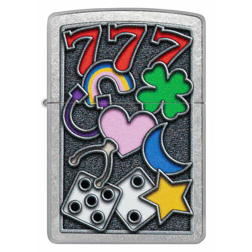 Оригинальная бензиновая зажигалка ZIPPO Classic 48682 All Luck с покрытием Street Chrome - Всем удачи фото