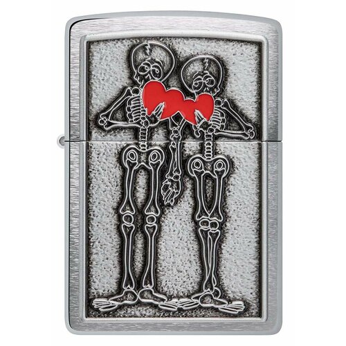 Оригинальная бензиновая зажигалка ZIPPO Classic 48688 Couple Love с покрытием Brushed Chrome - Влюбленная пара фото