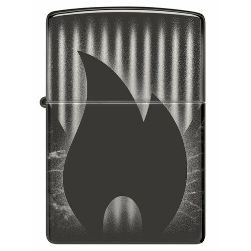 Оригинальная бензиновая зажигалка ZIPPO Classic 48738 с покрытием High Polish Black - пламя ZIPPO фото