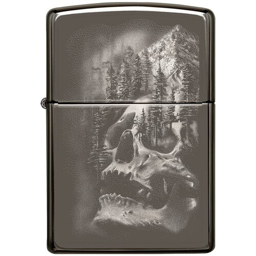 Оригинальная бензиновая зажигалка ZIPPO Classic 49141 Skull Design с покрытием Black Ice - Гора черепа фото