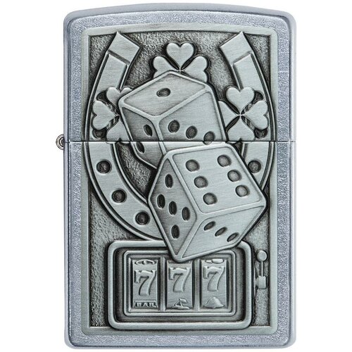 Оригинальная бензиновая зажигалка ZIPPO Classic 49294 Lucky 7 с покрытием Street Chrome - Счастливая 7 фото