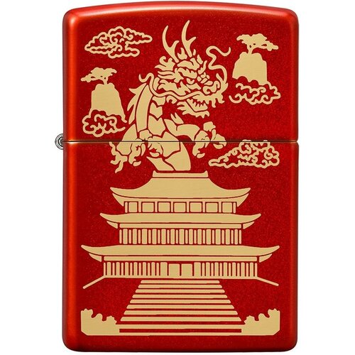 Оригинальная бензиновая зажигалка ZIPPO Classic 49517 Eastern Design с покрытием Metallic Red - Восточный дракон фото