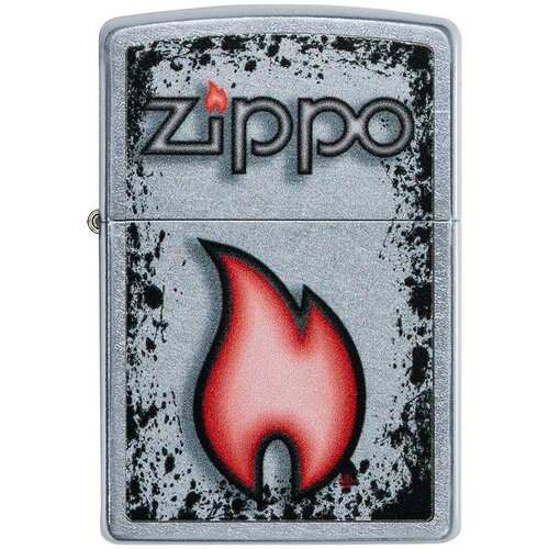 Оригинальная бензиновая зажигалка ZIPPO Classic 49576 Flame Design с покрытием Street Chrome - Пламя ZIPPO фото