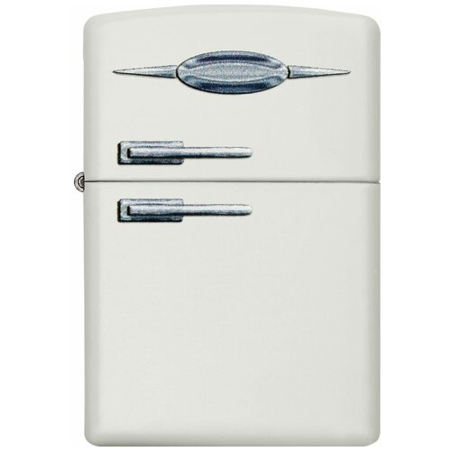 Оригинальная бензиновая зажигалка ZIPPO Classic 49636 Retro Fridge Design с покрытием White Matte - Ретро Холодильник фото