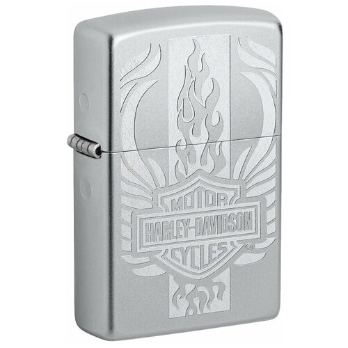 Оригинальная бензиновая зажигалка ZIPPO Classic 49660 Harley-Davidson® c покрытием Satin Chrome™ - Harley-Davidson фото