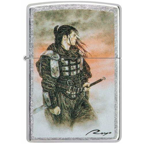 Оригинальная бензиновая зажигалка ZIPPO Classic 49767 Luis Royo с покрытием Street Chrome - Самурай Луиса Ройо фото