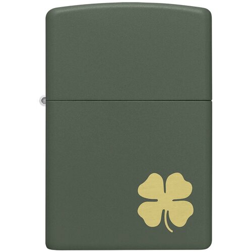 Оригинальная бензиновая зажигалка ZIPPO Classic 49796 Four Leaf Clover с покрытием Green Matte - Четырехлистный клевер фото