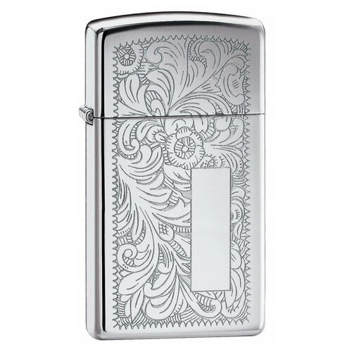 Оригинальная бензиновая зажигалка ZIPPO Slim® Venetian® 1652 с покрытием High Polish Chrome фото