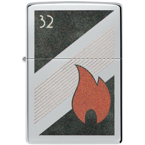 Оригинальная бензиновая зажигалка ZIPPO Vintage 48623 с покрытием High Polish Chrome - Пламя ZIPPO 32 фото