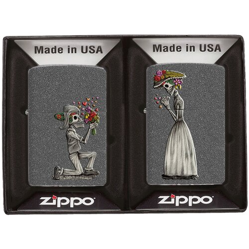 Оригинальный подарочный набор ZIPPO 28987: две бензиновые зажигалки ZIPPO с покрытием Iron Stone™ - Влюбленные зомби фото