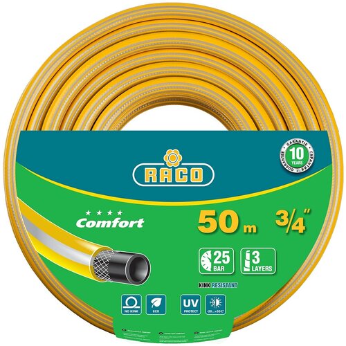 Поливочный шланг RACO COMFORT 3/4″ 50 м 25 атм трёхслойный армированный фото