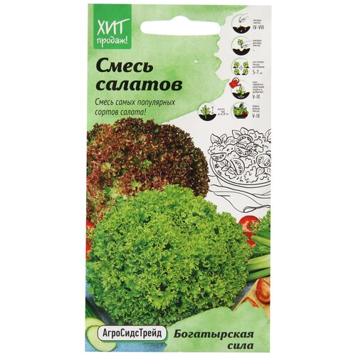 Семена салата АгроСидсТрейд Смесь салатов Богатырская сила 1 г фото