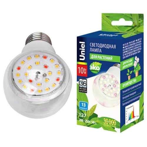 Светодиодная фитолампа Uniel LED-A60-10W/SPFB/E27/CL PLP30WH UL-00007404 фото