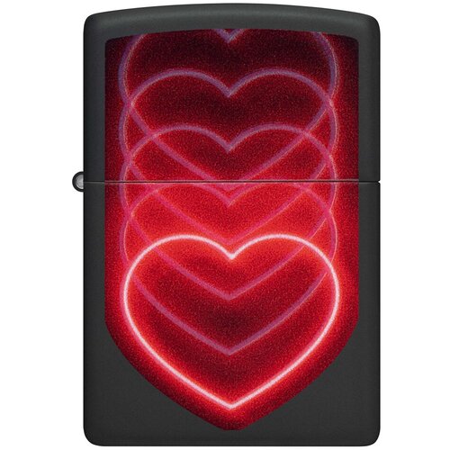 Светящаяся оригинальная бензиновая зажигалка ZIPPO Classic 48593 Hearts Design с покрытием Black Light - Сердце фото