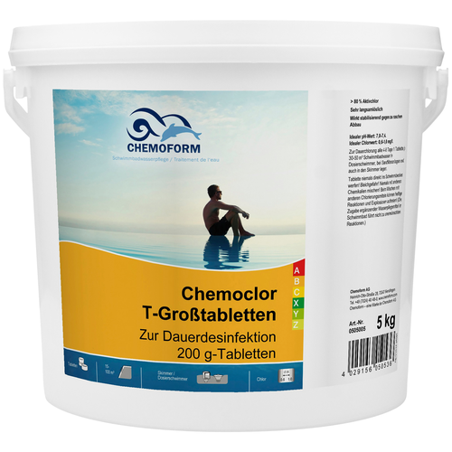 Таблетки для бассейна Chemoform Chemoclor T-Großtabletten (по 200 гр)