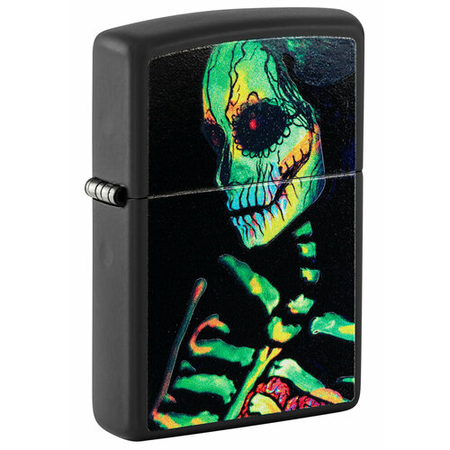 Зажигалка кремниевая "Skeleton Design" с покрытием Black Light