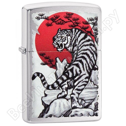 Зажигалка Zippo Asian Tiger с покрытием Brushed Chrome