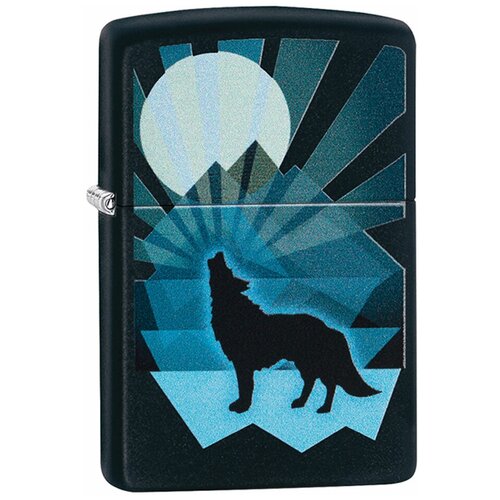 Зажигалка ZIPPO Wolf and Moon с покрытием Black Matte