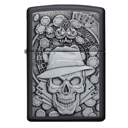 Zippo Classic зажигалка бензиновая Gambling Skull Black Matte 60 мл 60 г фото